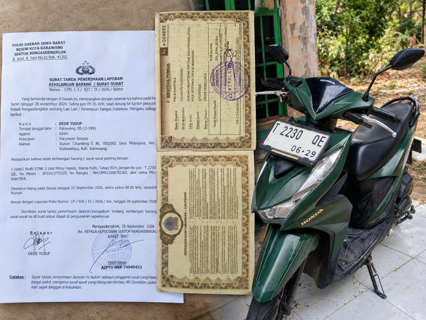 STNK Honda Beat Hilang, Pemilik Minta Bantuan Masyarakat